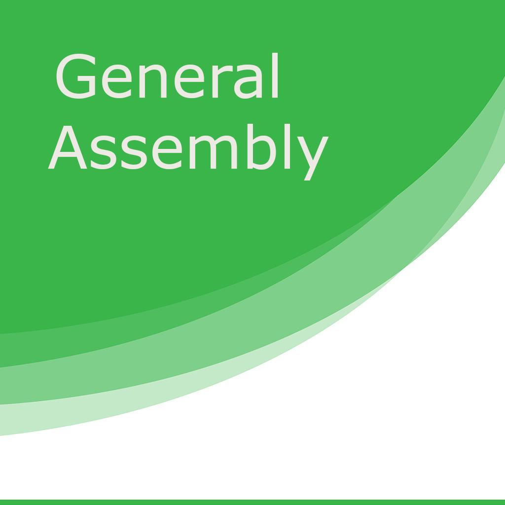 General Assembly is written with white letters on a green background